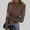 Brown, variant on Plus Size Womens Ribbed Long Sleeve Shirts Trendy Lettuce Trim Mock Neck Blouses Stretch Comfy Layer Shirts Slimming T Shirts, Brown