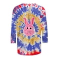 thumbnail image 5 of lcziwo Fall Savings Happy Easter Shirts for Women Funny Bunny Graphic Tees Loose Crewneck 3/4 Sleeve Tops Fashion Tie Dye Print Blouse Holiday Outfits Blue XL, 5 of 6