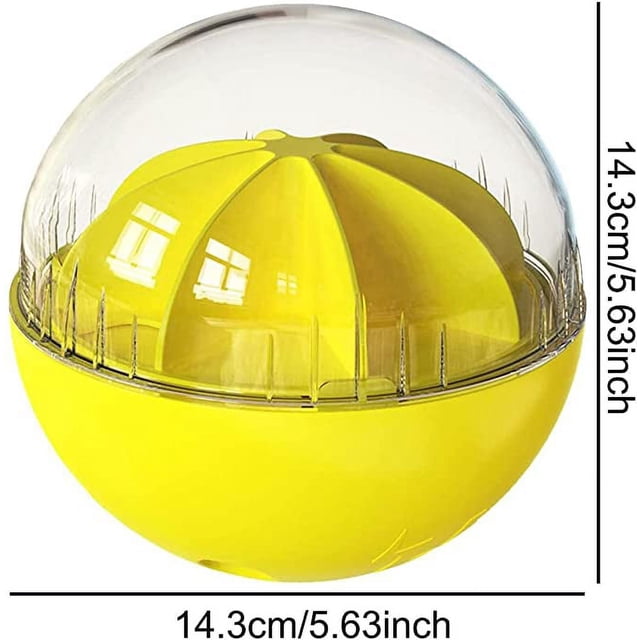 Juguete interactivo amarillo para gatos, pelota interactiva con dispensador de comida, vaso para gatos, juguete inteligente para gatos, adecuado para entrenamiento y educación de gatos.