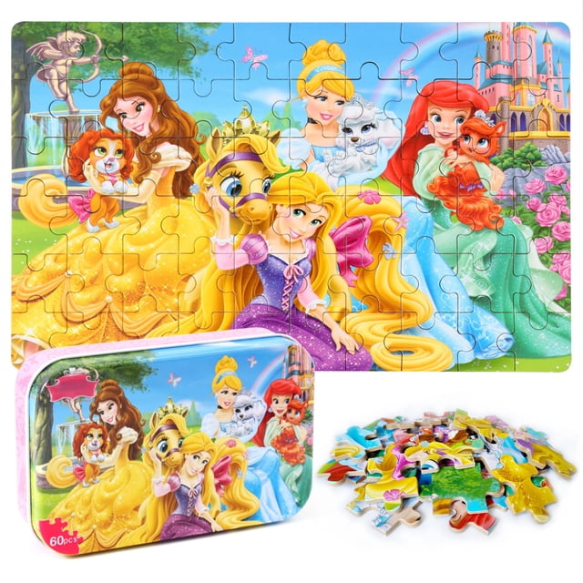 Puzzles Princess MZZOTOY, 60 piezas, para niños de 4 a 8 años, con caja