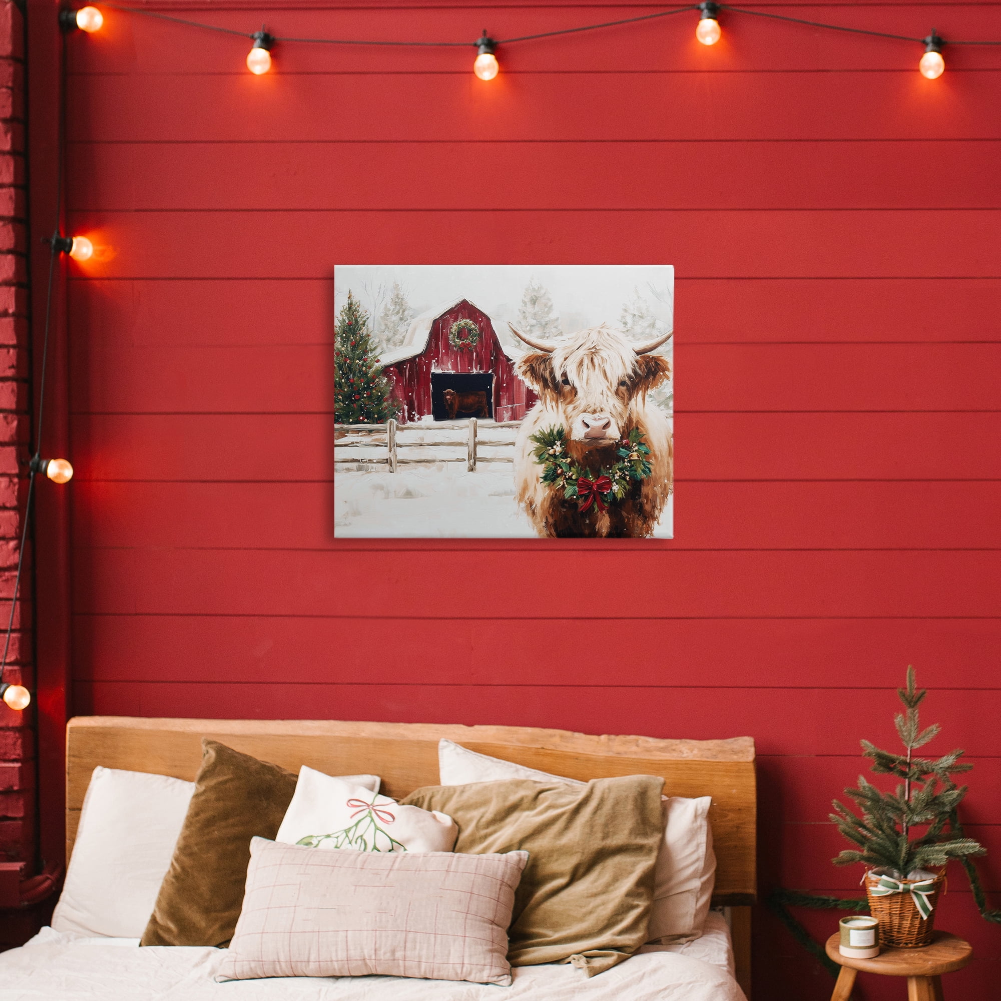Stupell Industries Snowy Farm Scene Cattle Canvas Wall Art, design by Acorn & Ivory Designs