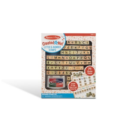 Ink Pad Kit Melissa & Doug Created by Me! Letter & Number ABCs 123s Wooden Stamp Kit, Activity Book, 4-Color Ink Pad ()