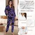thumbnail image 6 of DISNIMO Women's 2 Piece Lounge Sets Crow Leaf Printed Long-Sleeve Pajama Sets with Pocket Button Down Sleepwear with Matching Long Pants, 6 of 7