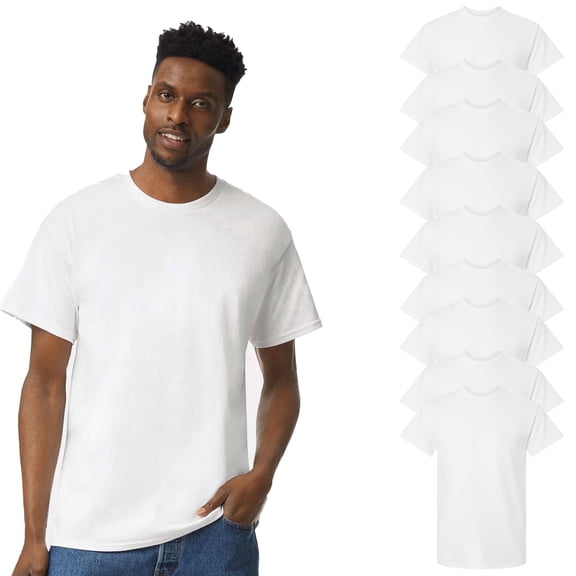 Gildan Heavy Cotton T-Shirt for Men, Men's Bulk Tee, Short Sleeve T-Shirt, White, Style 5000, S
