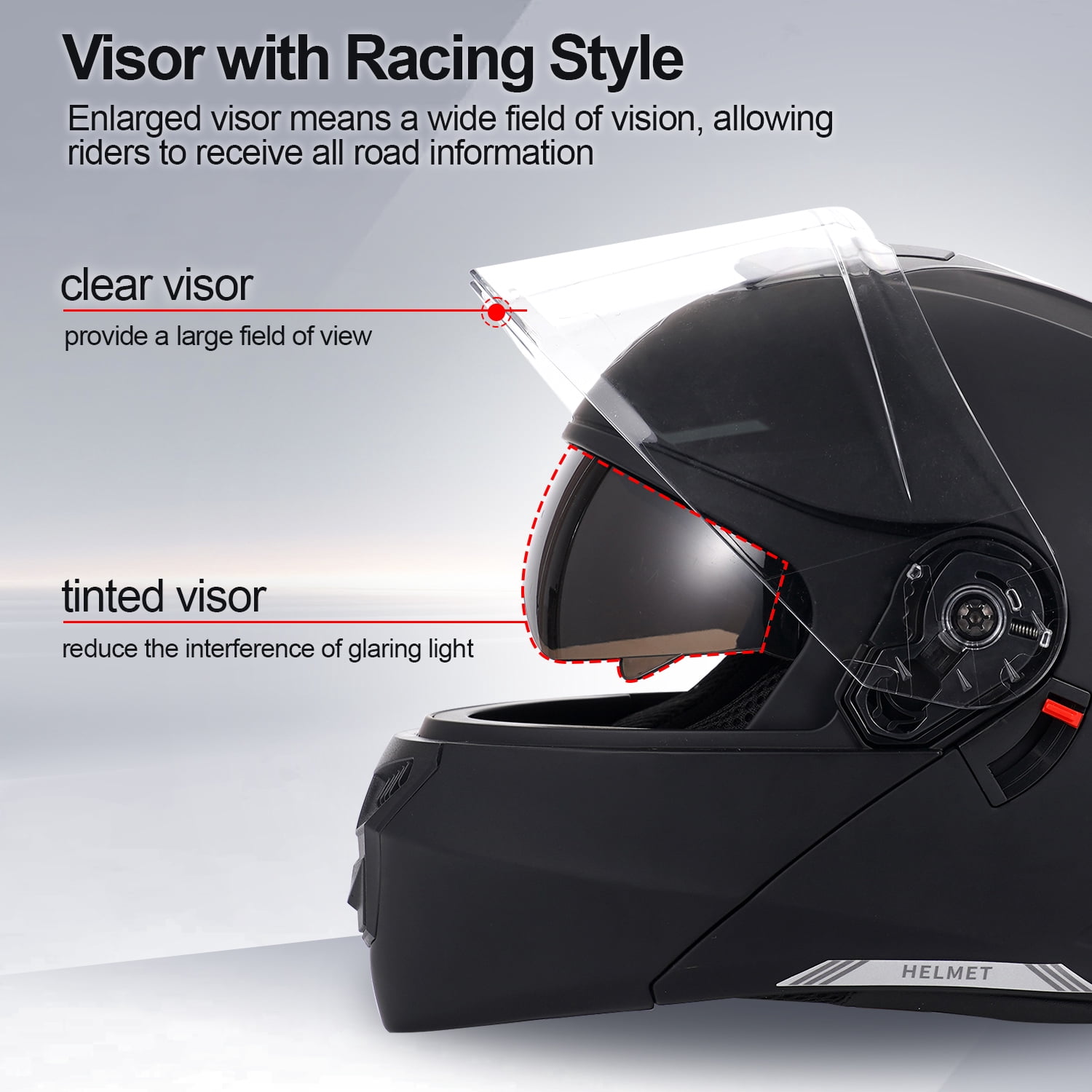XiongXiong Motorcycle Helmets, Motorcycle Helmet Flip Up for Adults, Dirt Bike Helmet, Sun Visor Snowmobile, ATV Off Road Helmet DOT Approved, Black