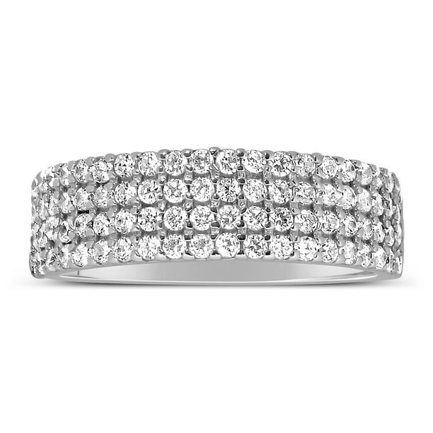 1 4 Row Diamond Wedding Ring Band for Her in White Gold - Walmart.com