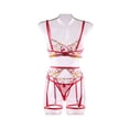 thumbnail image 3 of Qarigey Conjunto de sujetador, lencería Sexy, ligas, medias lavables de encaje sin costuras, ropa interior de mujer, tira corta, accesorio para citas Ropa interior Rojo s Qarigey AP018397-04, 3 of 6