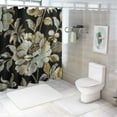 thumbnail image 7 of Creowell Black Gold Floral Shower Curtain, Black Flowers Bathroom Shower Curtain, Fabric Waterproof Shower Curtain with White, 7 of 7