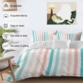 thumbnail image 3 of 3 Piece Aqua Teal Stripe Duvet Cover Set Twin Size,Microfiber Comforter/Quilt Cover with Corner Ties and 2 Pillowcases,Geometric Grey White Vertical Striped All Season Bedding with Zipper Closure, 3 of 8