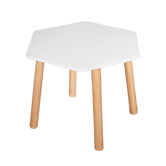 Mesa Hexagonal de Madera Blanca con Natural para Niños Duduk Mesa Natura Hexagonal Blanca