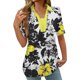 thumbnail image 2 of Fiudx Ofertas y Liquidaciones Blusas Estampadas Informales para Mujer, Camiseta de Manga Corta, Top con Cuello Vuelto, 2 of 5