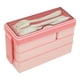 thumbnail image 1 of Fiambrera Bento Box Sincero 3 capas apilable con 4 compartimentos color rosa, 1 of 10