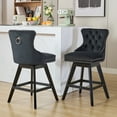 thumbnail image 4 of Modern Swivel Bar Stools Set of 6, Black Counter Height Bar Stools with Back for Kitchen Island, Velvet Upholstered Island Chairs with Wood Legs, Barstool Chairs, Sillas para Barra de Cocina, 4 of 11