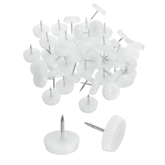 Uxcell 50 pack Furniture Sliders, 20mm Round Plastic Furniture Guides Nail-on Pads, Hardwood Floor Protectors for Chair, Table, Desk, Cabinet Leg, White
