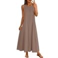 thumbnail image 2 of Uootdi Robes Maxi pour Femmes Col Rond Sans Manches Robes Amples avec Poches Décontractées Longues Robes d'Été pour la Plage Cadeau, 2 of 8