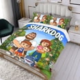 thumbnail image 3 of Tiburón Perro Conjunto de sábanas temático, trío de piezas, cómodo y amigable con la piel, diseño único, regalo de decoración para el hogar para familiares, amigos y fans,173cm *218cm, 3 of 6