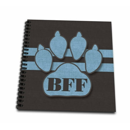 3dRose BFF Cute Blue Dog Paw for Pet Lovers Best Friends Forever - Mini Notepad, 4 by