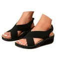 thumbnail image 1 of IUJSOY Womens Comfort Arch Support Sandals Open Toe Hollow out Orthotic Walking Low Wedge Slides, 1 of 9