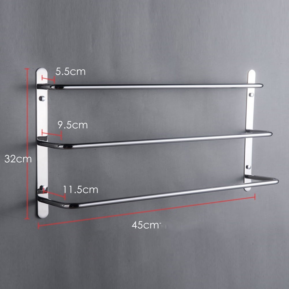 Kepooman 3-Tiers Bath Towel Bar, Towel Rack Towel Bars,Stainless Steel Towel Rack Luxury, Silver Kepooman 3-Tiers Bath Towel Bar, Towel Rack Towel Bars,Stainless Steel Towel Rack Luxury, Silver