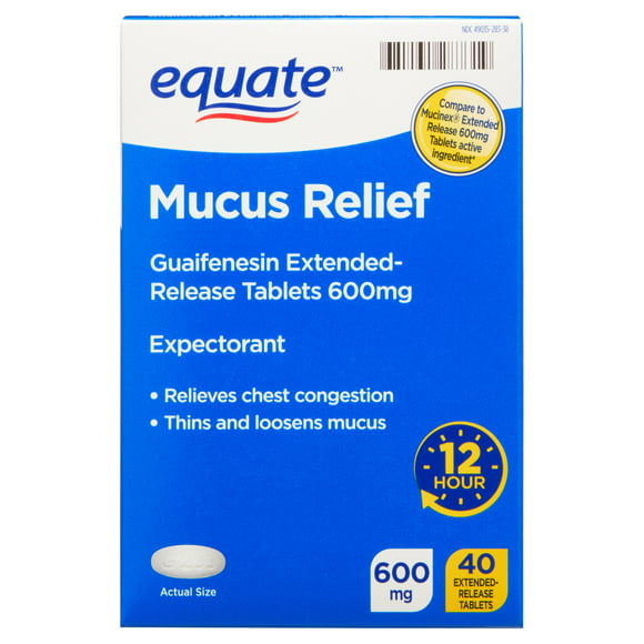 Equate Mucus Relief Extended-Release Tablets, 600 mg, 40 Count