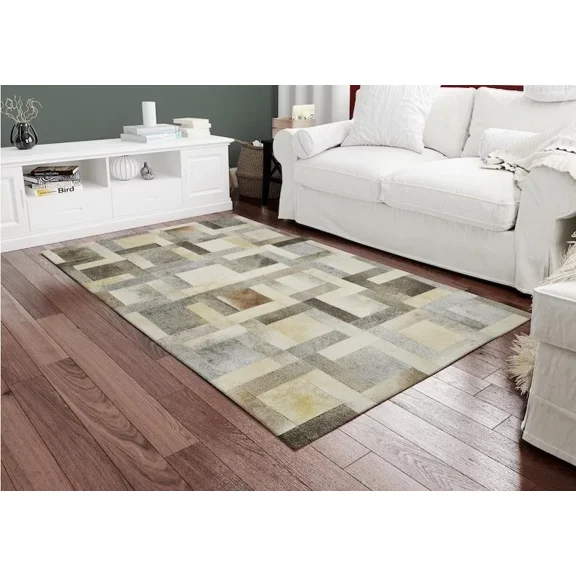 Cowhide Patchwork Rug Area Rugs BedRoom Hallway Living Room Handmade MBM Carpet Home Decor Cow Skin Rug Multi Color Export Quality