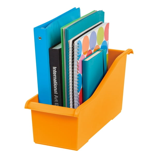 IRIS USA, Connecting Plastic Book Bin, Mango
