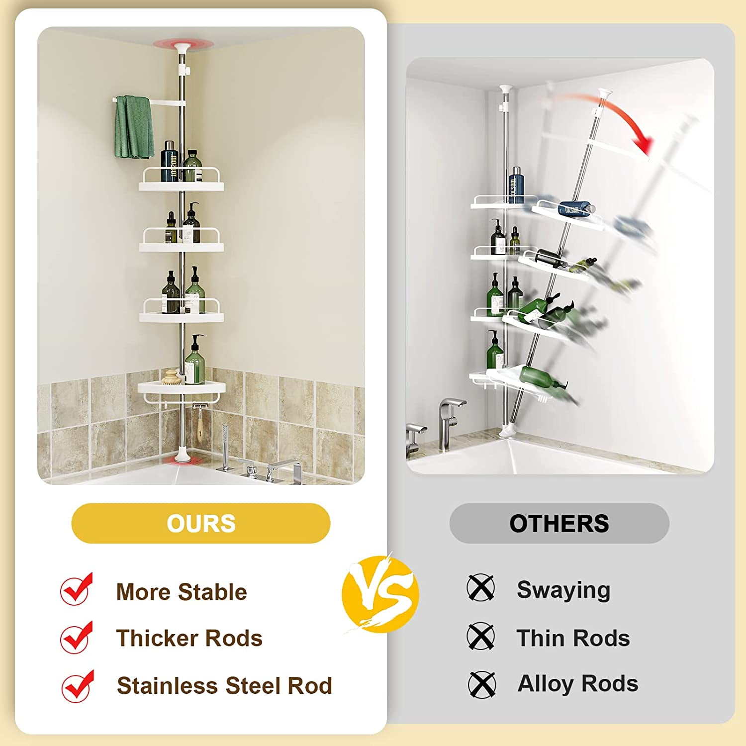 4 Tier Shower Caddy Shower Organizer Shower Tension Pole* Price Ksh 2800/=  ✓304 Stainless Steel Material ✓Anti rust shower caddy…
