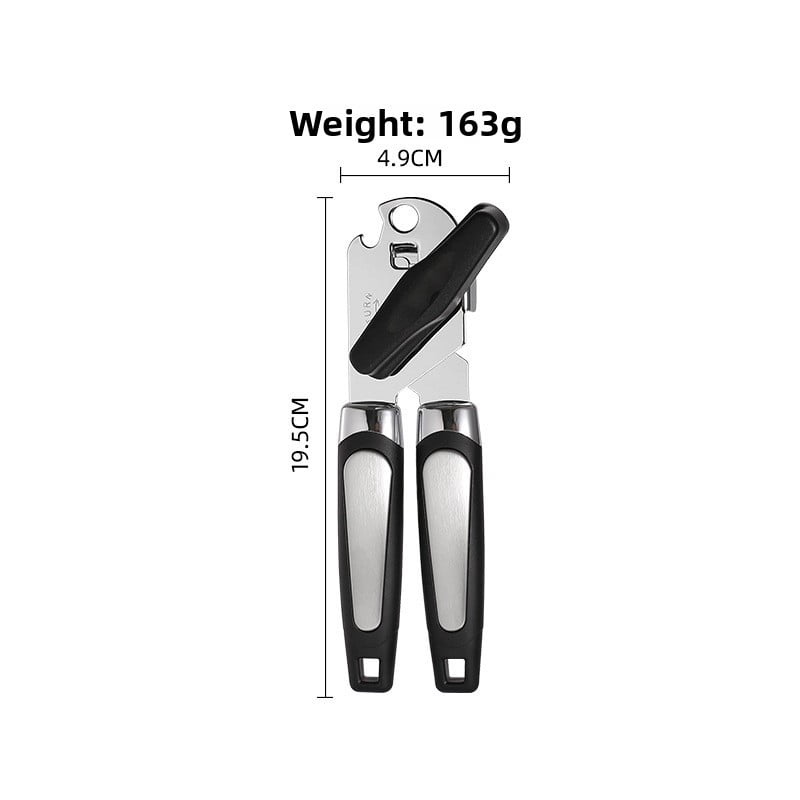 Heavy Duty Stainless Steel Manual Can Opener with Ergonomic Handle for Kitchen Safety Smooth Edge Cut and Built-in Bottle Opener