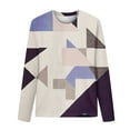 thumbnail image 3 of Long Sleeve Tops Round Neck Geometric Printed Tee Shirts Fall Casual Fashion Womens Graphic Tees Tshirts Plus Size (L, Purple), 3 of 5