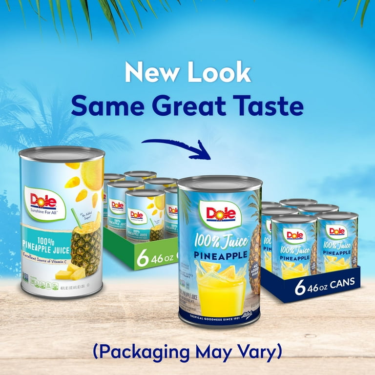 Dole 100% Juice, Pineapple, 46 Ounce Cans (Pack of 6 Dole 100% Juice, Pineapple, 46 Ounce Cans (Pack of 6