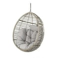 thumbnail image 5 of HQZX Outdoor Wicker Hanging Egg Chair, Hanging Basket Chair, Metal Frame with Waterproof Pad, Gray, 5 of 7