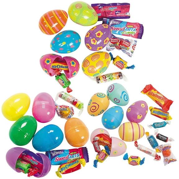 Fun Express 2 1/4" Value Candy-Filled Plastic Easter Egg Assortment Kit – 72 Pieces