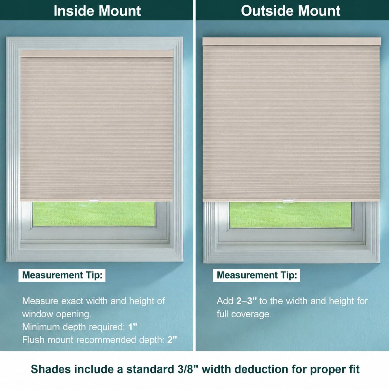 Chicology 56.25"W X 72"H Cordless Double Cell Cellular Shades Light Filtering Sand