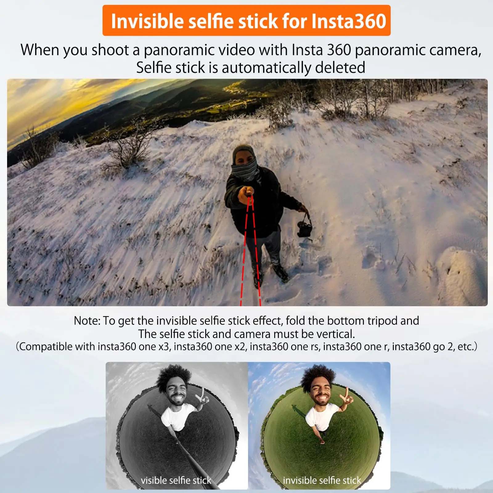 VRIG  TP-21 Mini Selfie Stick Handheld Tripod Stand for GoPro 12 11 10 9 Insta360 X4 Camera, With 1/4 inch Screw Design Maximum Height 136cm