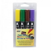 Uchida of America UCH4804DBN Bistro Markers 4 BRD Chalk Tip Pack - Brown, Green, Yellow & Violet - Pack of 2