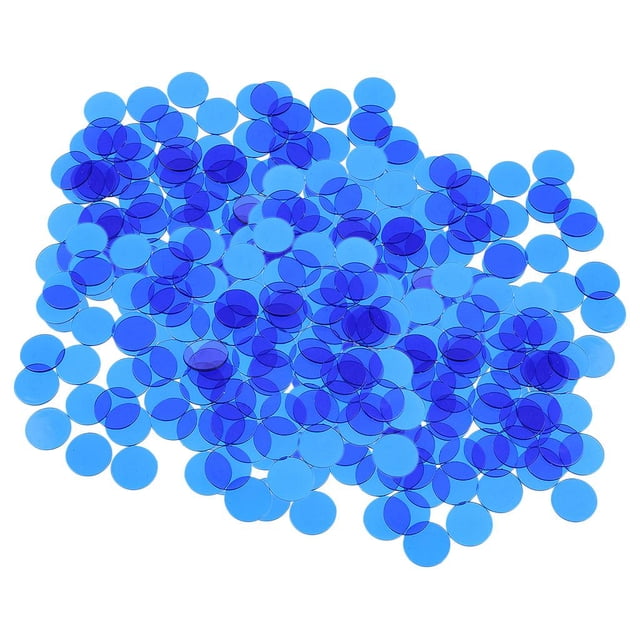 KLKCMS 400 Pieces Transparent Color Counters Counting Bingo Chips Plastic Markers Blue