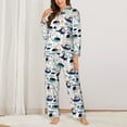 thumbnail image 2 of Pajama Sets for Women 2 Pcs, Cartoon Helicopters Button Down Long Sleeve Sleepwear Lounge PJ Sets, 2 of 6