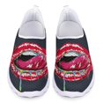 thumbnail image 1 of Zapatos casuales de verano para mujer, zapatillas planas ligeras sin cordones, con estampado de labios artísticos a la moda, cómodos y transpirables, de malla caliente, 1 of 5
