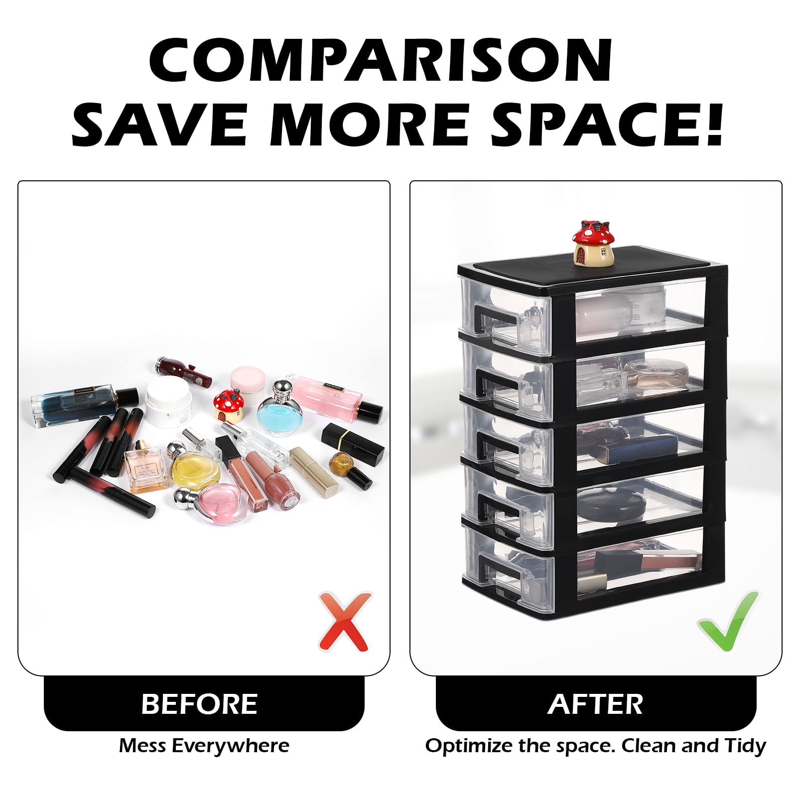 AURARMLET Transparent Desk Drawer Organizer Set for Home Office Storage and Desk Accessories