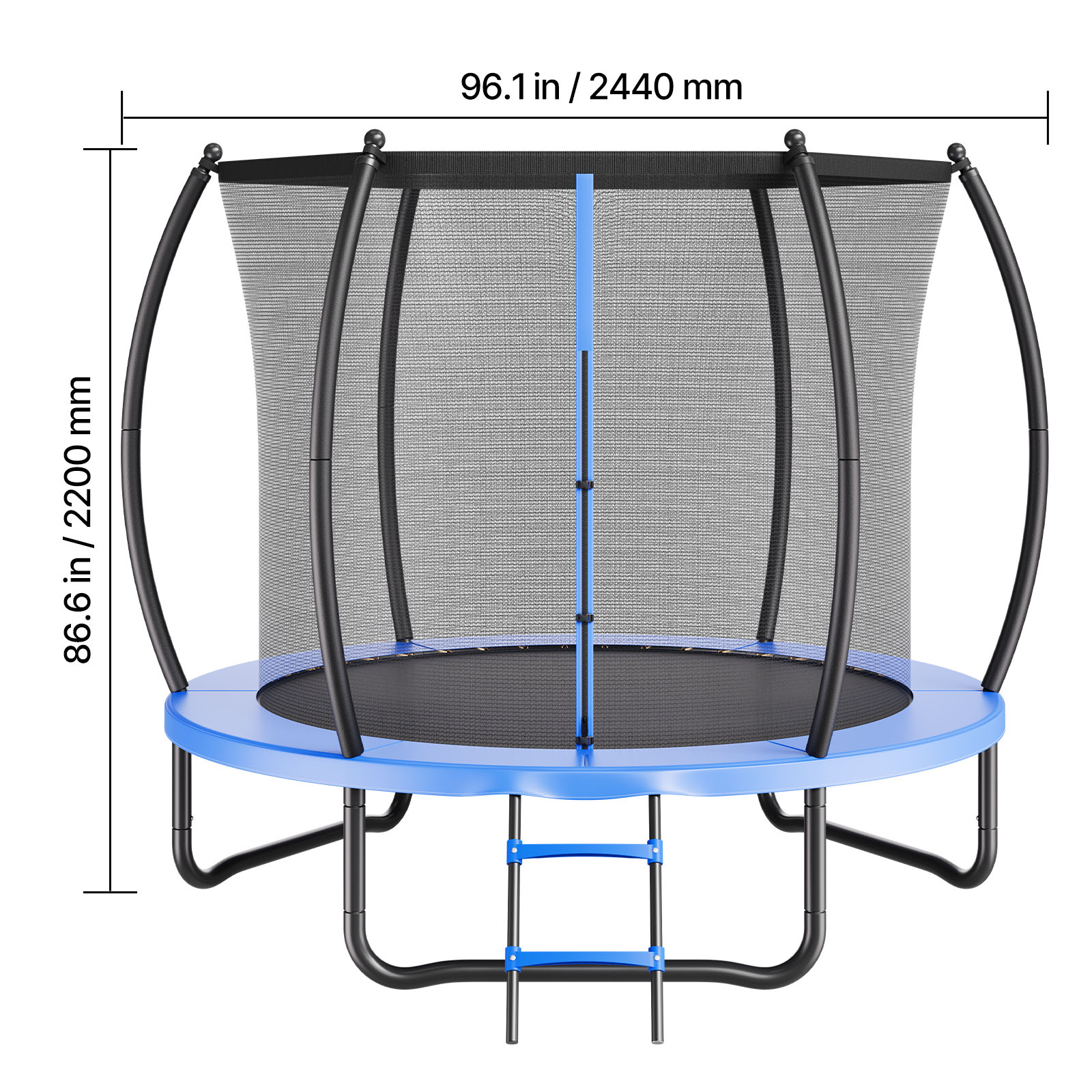 KFFKFF 8FT Outdoor Recreational Trampoline with Safety Enclosure, Durable Frame, Thick Padding, 265 lbs Weight Limit, Rust-Resistant Design for Backyard Fun for Kids and Adults