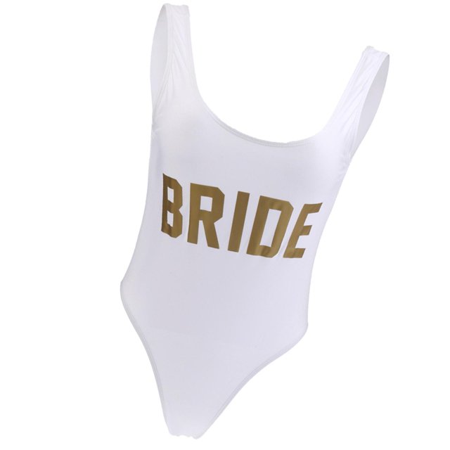 Mujer Novia Oro Letras Una Pieza Bikini de de - S, como se describe Salvador Traje de baño de las mujeres