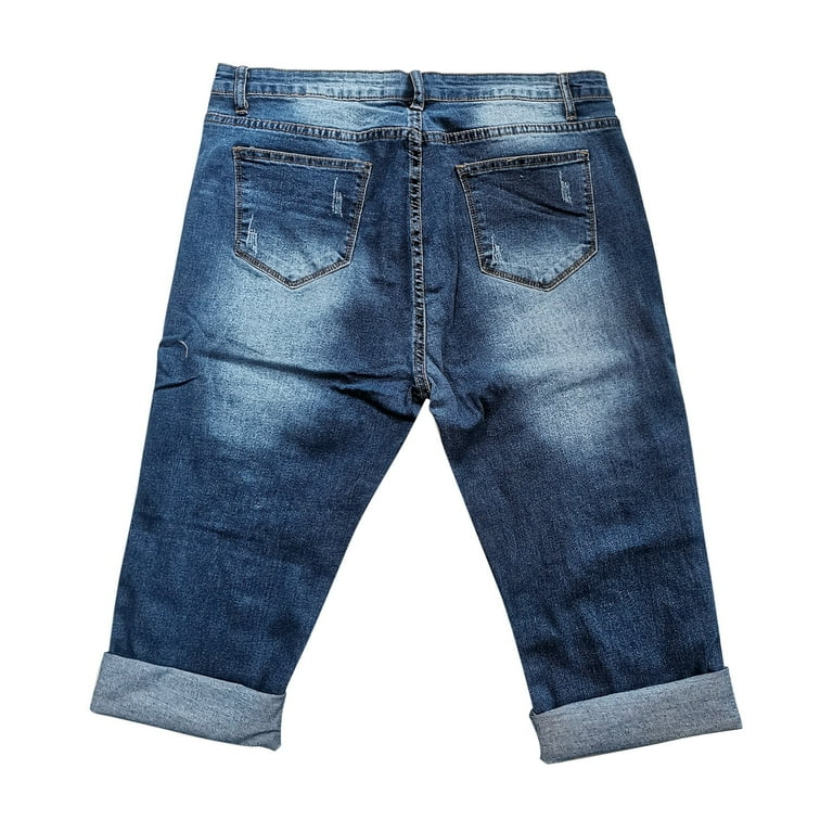 Povozer Capris Jeans for Women High Waisted Skinny Stretchy Denim