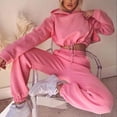 thumbnail image 1 of Trajes de jogger para mujer, traje de otoño de Color sólido, conjuntos de sudaderas con capucha de manga larga, chándal, conjunto de 2 uds de pantalones largos con capucha y bolsillos, 1 of 2