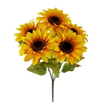 Mainstays 18''H Indoor Decorative Artificial Sunflower Bush in Vivid Yellow.