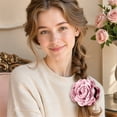 thumbnail image 5 of Rose Flower Hair Claw Clip - Large Camellia Satin Fabric Hair Accessories, Elegant Solid Color Floral Jaw Clip, Strong Hold Non Slip Grip, Fancy Twist up Style, Wedding Prom Party Makeup Organizers, 5 of 9