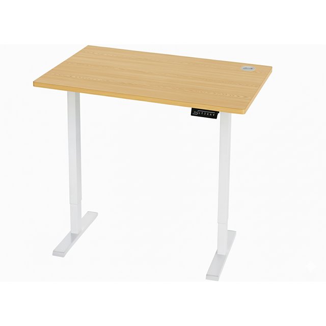 Bureau Debout Électrique 140x60 cm / 73 - 122 cm Hauteur Réglable Bureau Assis-Debout, Préréglages de Mémoire et Détection de Collisions - Bois