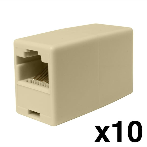 Skywalker — Modular Coupler for Network, 8-Conductor, Female RJ45 on Each End (10-Pack, Ivory)