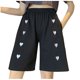 thumbnail image 1 of Moda casual mujer corazón bordado bolsillos damas pantalones cortos sueltos pantalones Pompotops  ulkah938133, 1 of 5