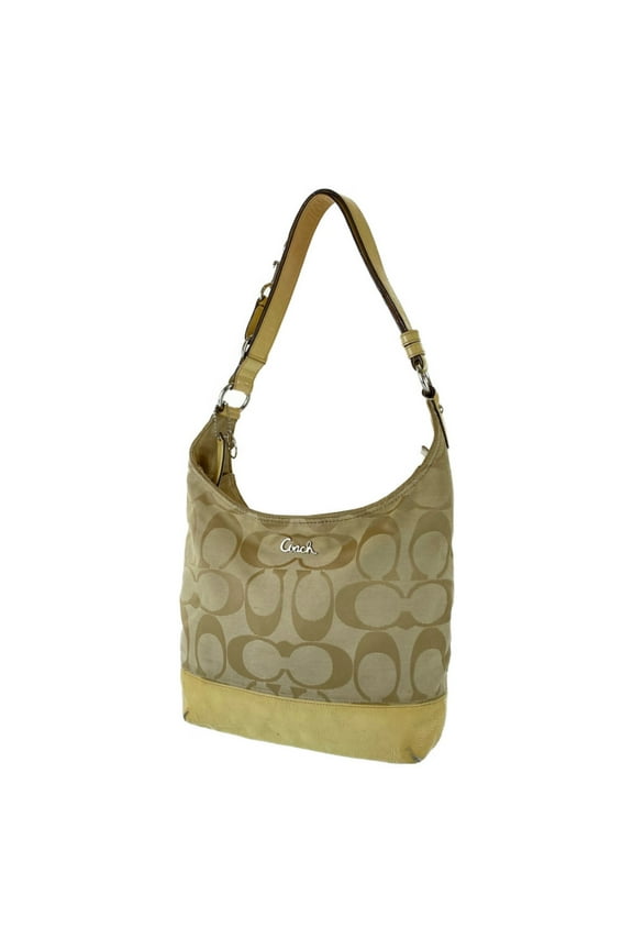 Pre-Owned COACH Signature Adjustable Crossbody Beige Canvas Patent Leather... (Good)