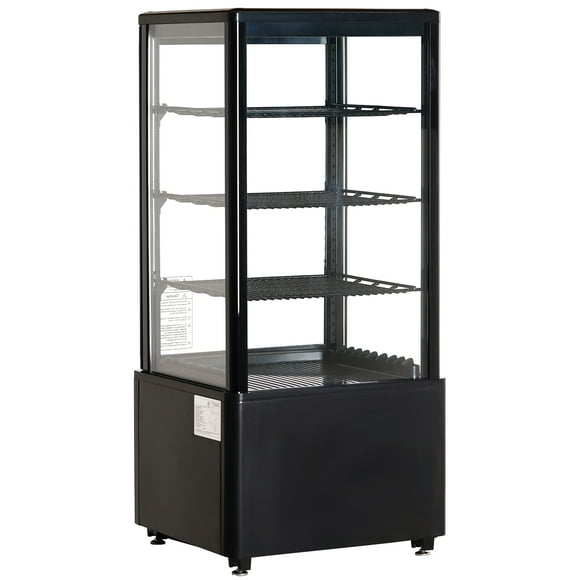KFFKFF Refrigerated Display Case, 3 Cu.Ft./85L, 3-Tier, Countertop Pastry Display Case Commercial Display Refrigerator with LED Lighting, TURBO Cooling, Frost-Free Air-Cooling